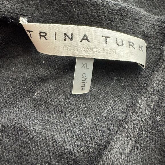Trina Turk Wool‎ & Cashmere Blend Black Pullover Sweater Womens XL Cutout Soft - Picture 2 of 12